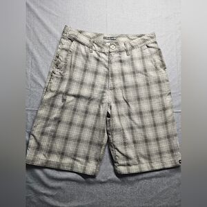 Quiksilver Checkered  plaid shorts mens size 32 golf shorts brown /cream